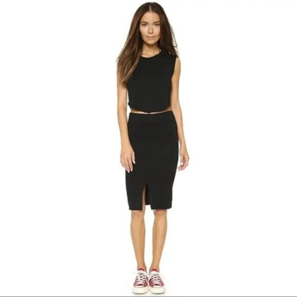 LNA Skirt Slit Mini High Rise Waist Bodycon Pencil Black Stretch Jersey Size S - Picture 3 of 16